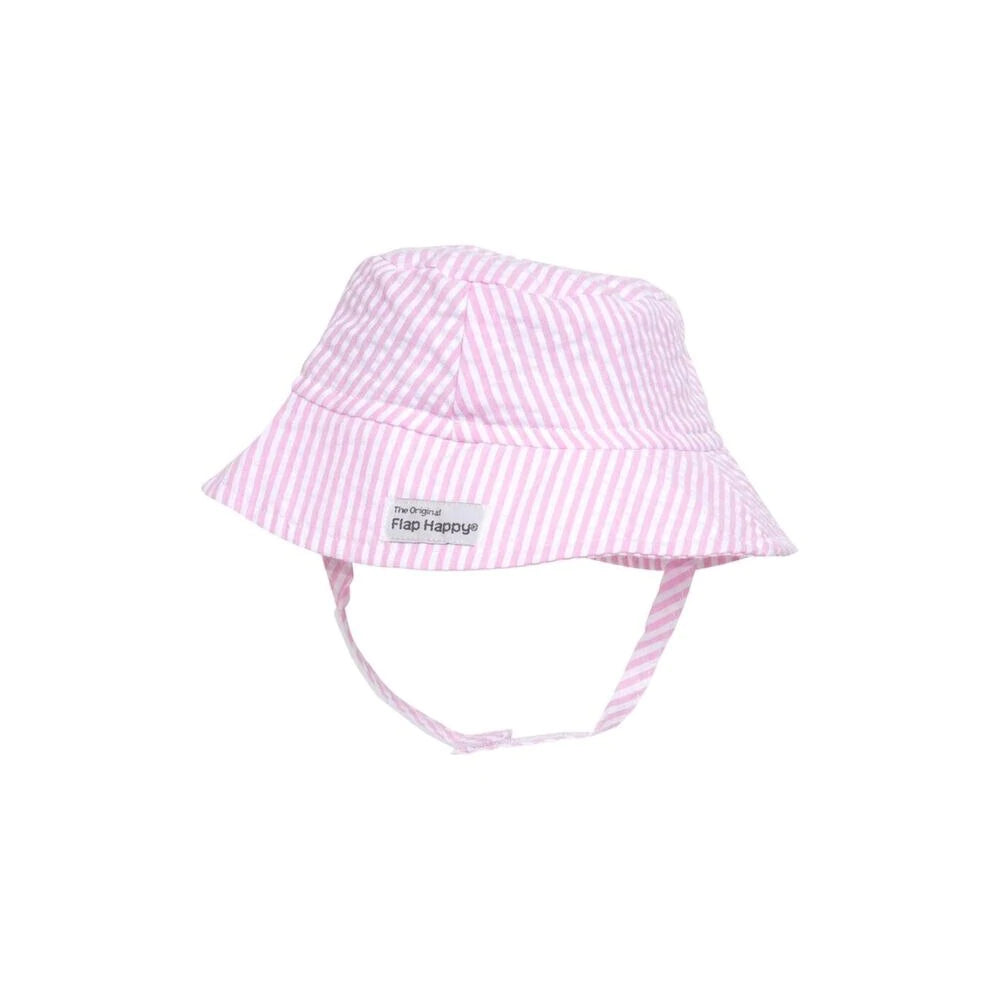 UPF 50+ Bucket Hat - Pink Stripe Seersucker