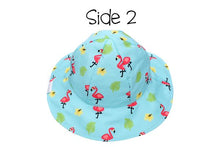 Load image into Gallery viewer, Reversible Flamingo/Fruit Patterned Sun Hat
