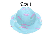 Load image into Gallery viewer, Reversible Narwhal/Starfish Patterned Sun Hat

