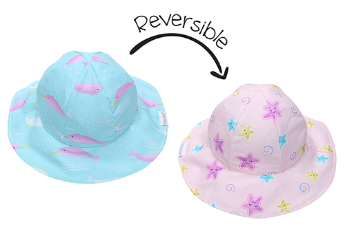 Reversible Narwhal/Starfish Patterned Sun Hat