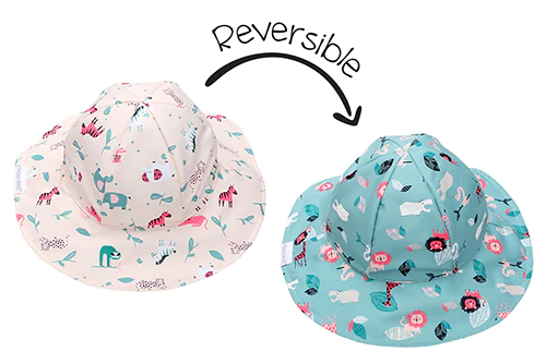Reversible Pink Zoo Patterned Sun Hat