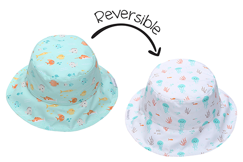 Reversible Fish/JellyFish Patterned Sun Hat