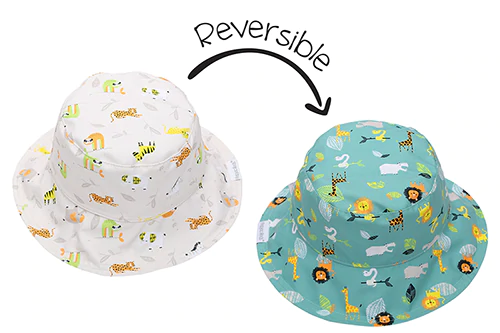 Reversible Grey Zoo Patterned Sun Hat